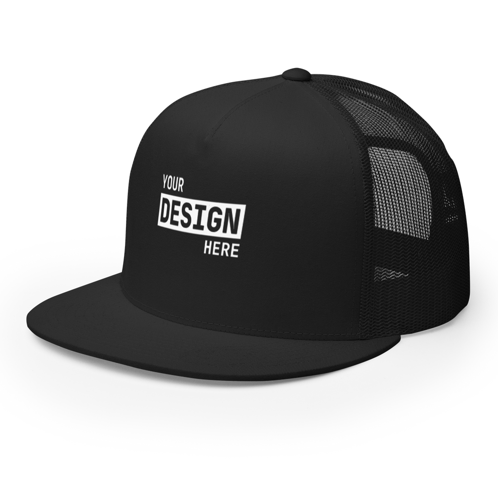 CUSTOM FLAT BILL TRUCKER HAT - UPLOAD YOUR DESIGN
