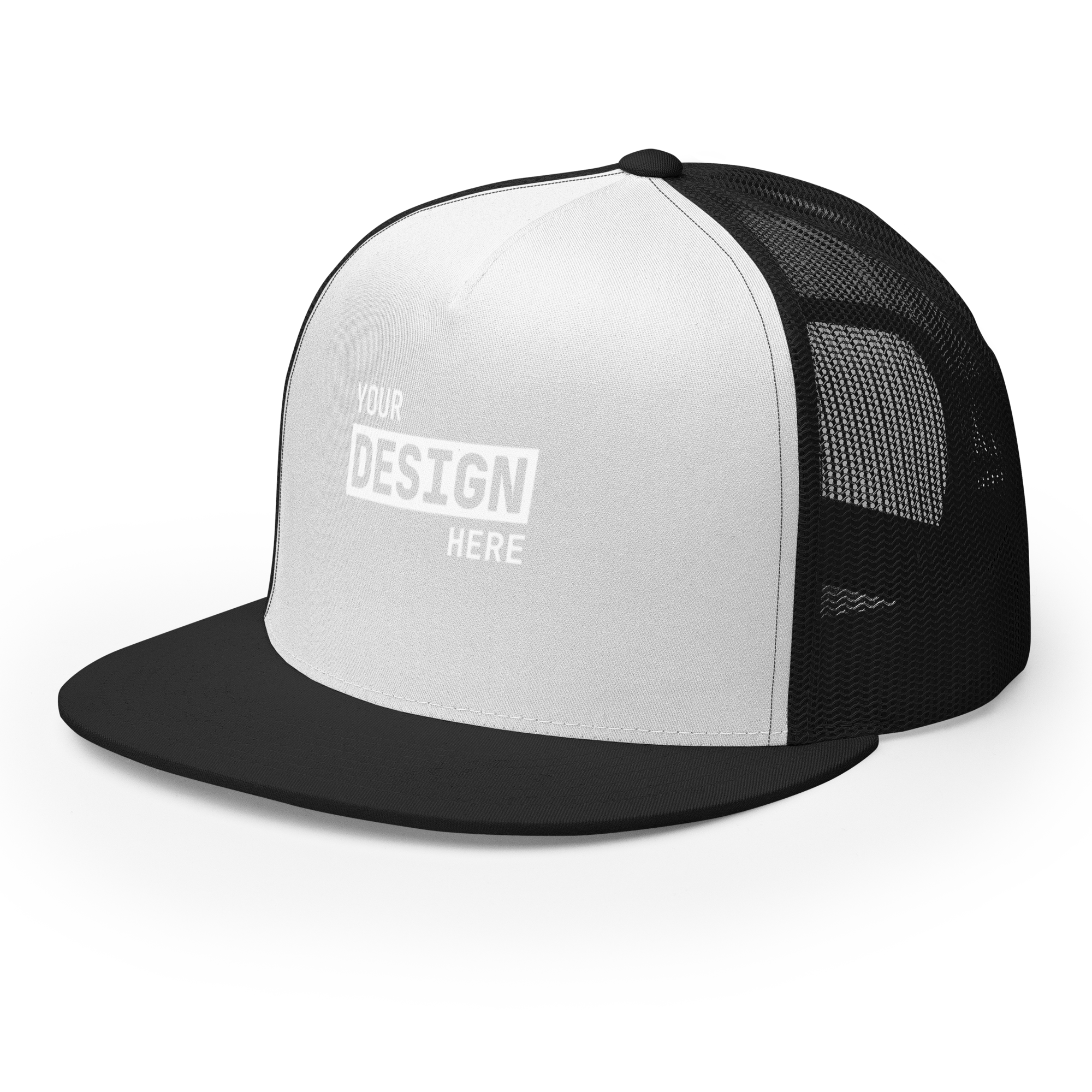 CUSTOM FLAT BILL TRUCKER HAT - UPLOAD YOUR DESIGN