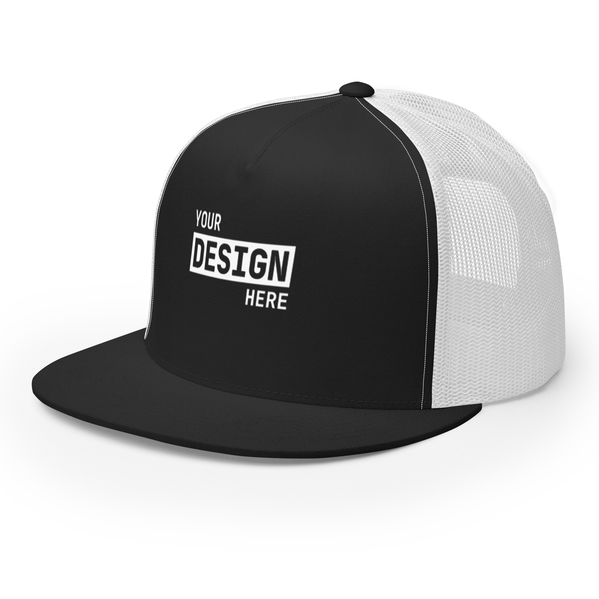CUSTOM FLAT BILL TRUCKER HAT - UPLOAD YOUR DESIGN