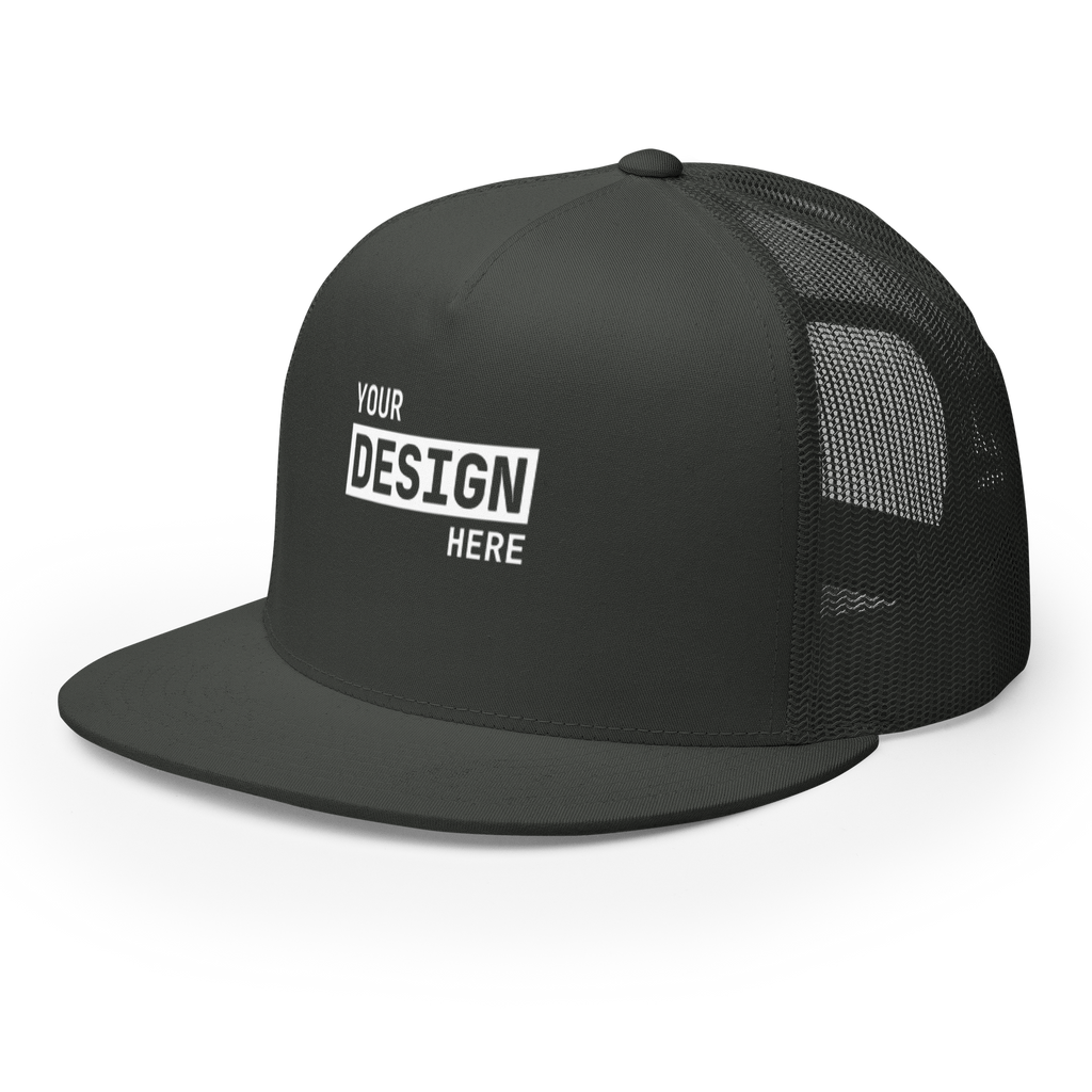 CUSTOM FLAT BILL TRUCKER HAT - UPLOAD YOUR DESIGN