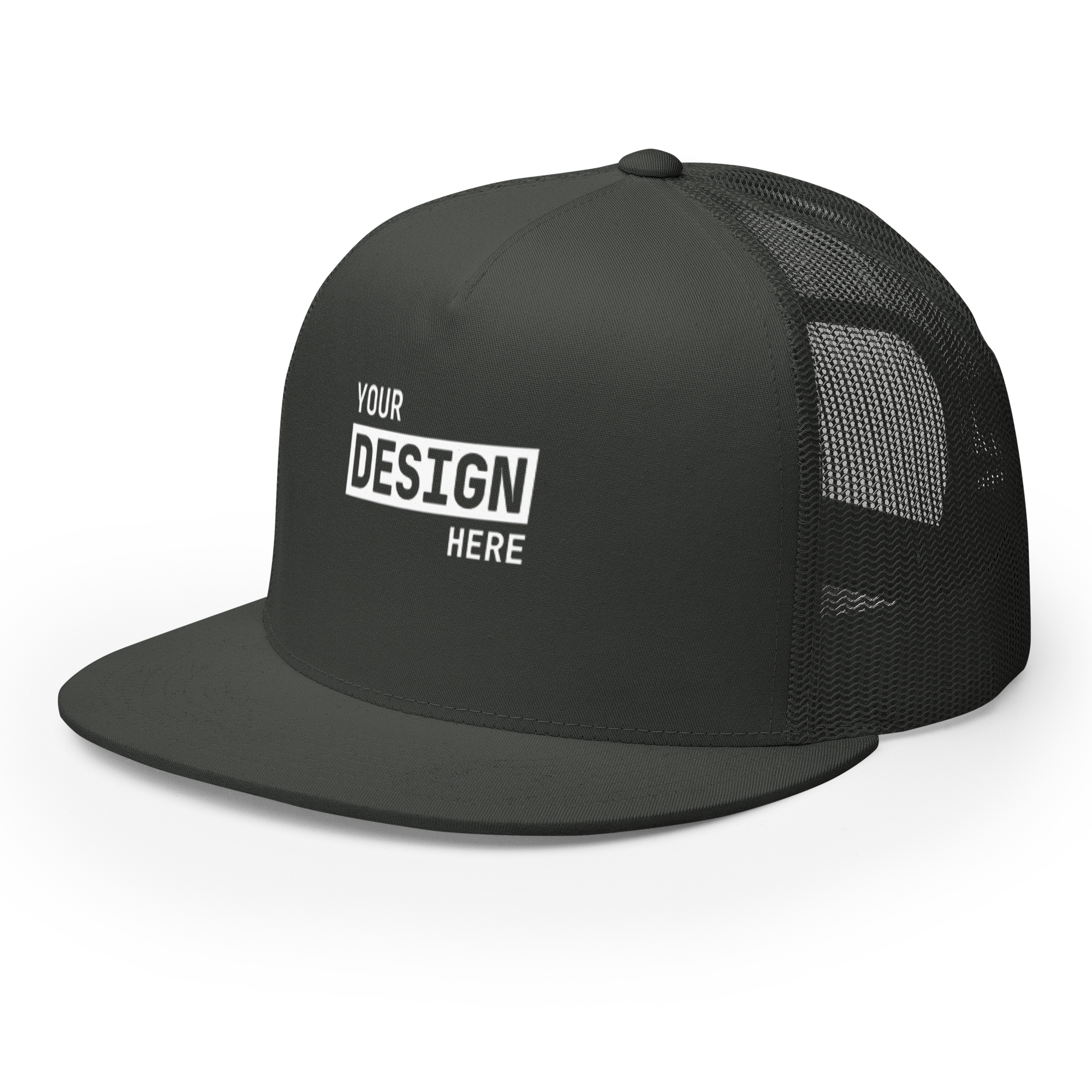 CUSTOM FLAT BILL TRUCKER HAT - UPLOAD YOUR DESIGN