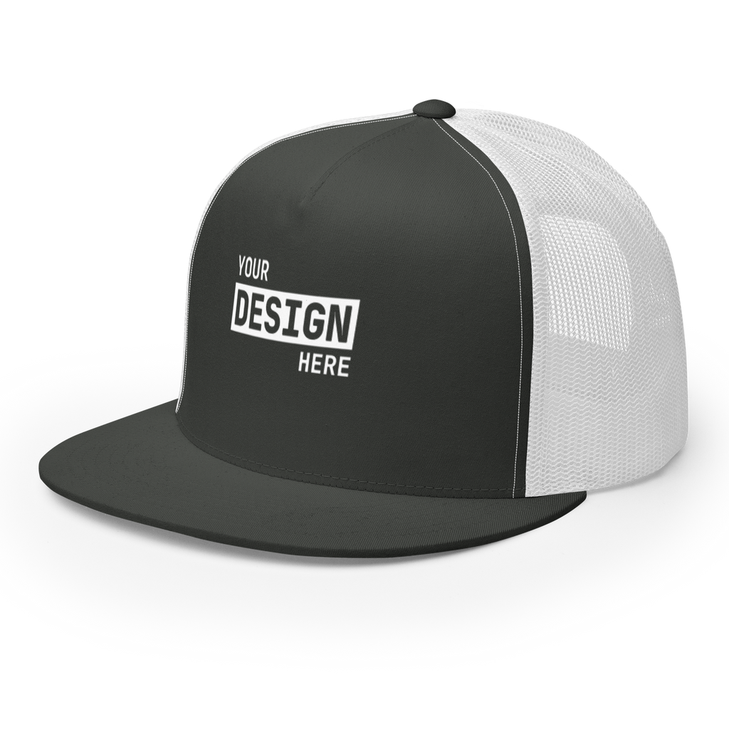 CUSTOM FLAT BILL TRUCKER HAT - UPLOAD YOUR DESIGN