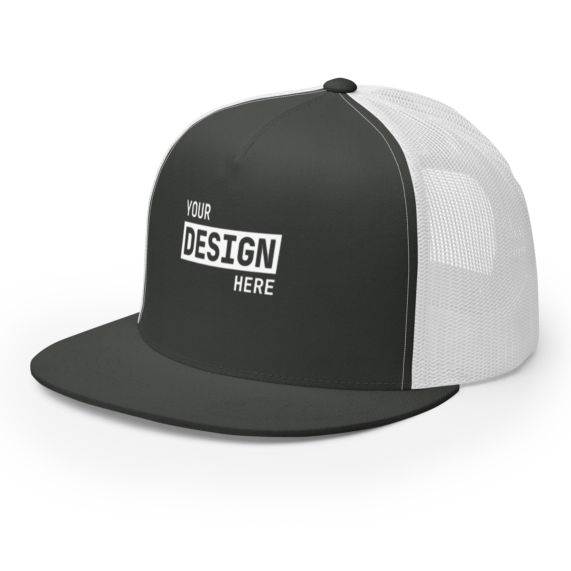 CUSTOM FLAT BILL TRUCKER HAT - UPLOAD YOUR DESIGN