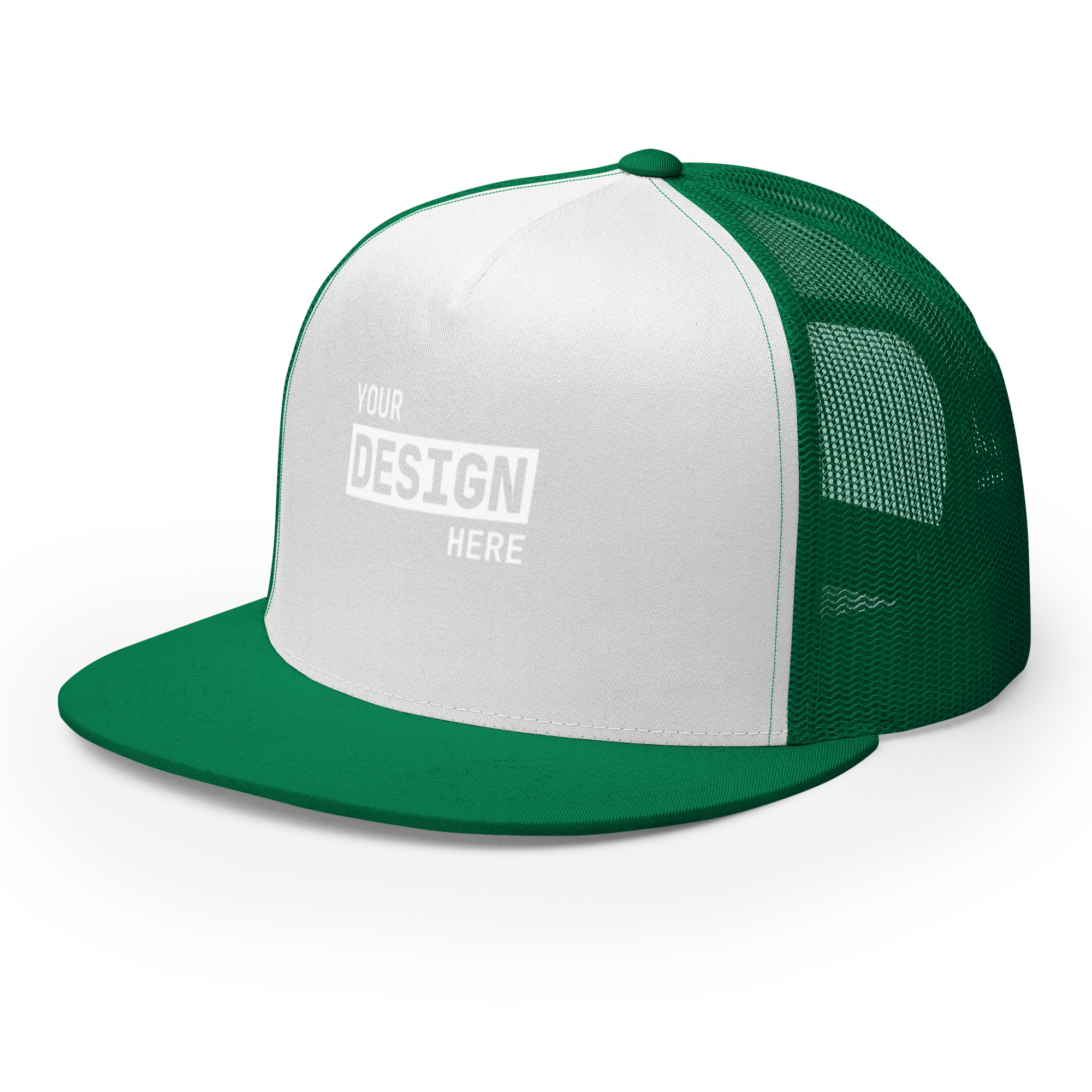 CUSTOM FLAT BILL TRUCKER HAT - UPLOAD YOUR DESIGN