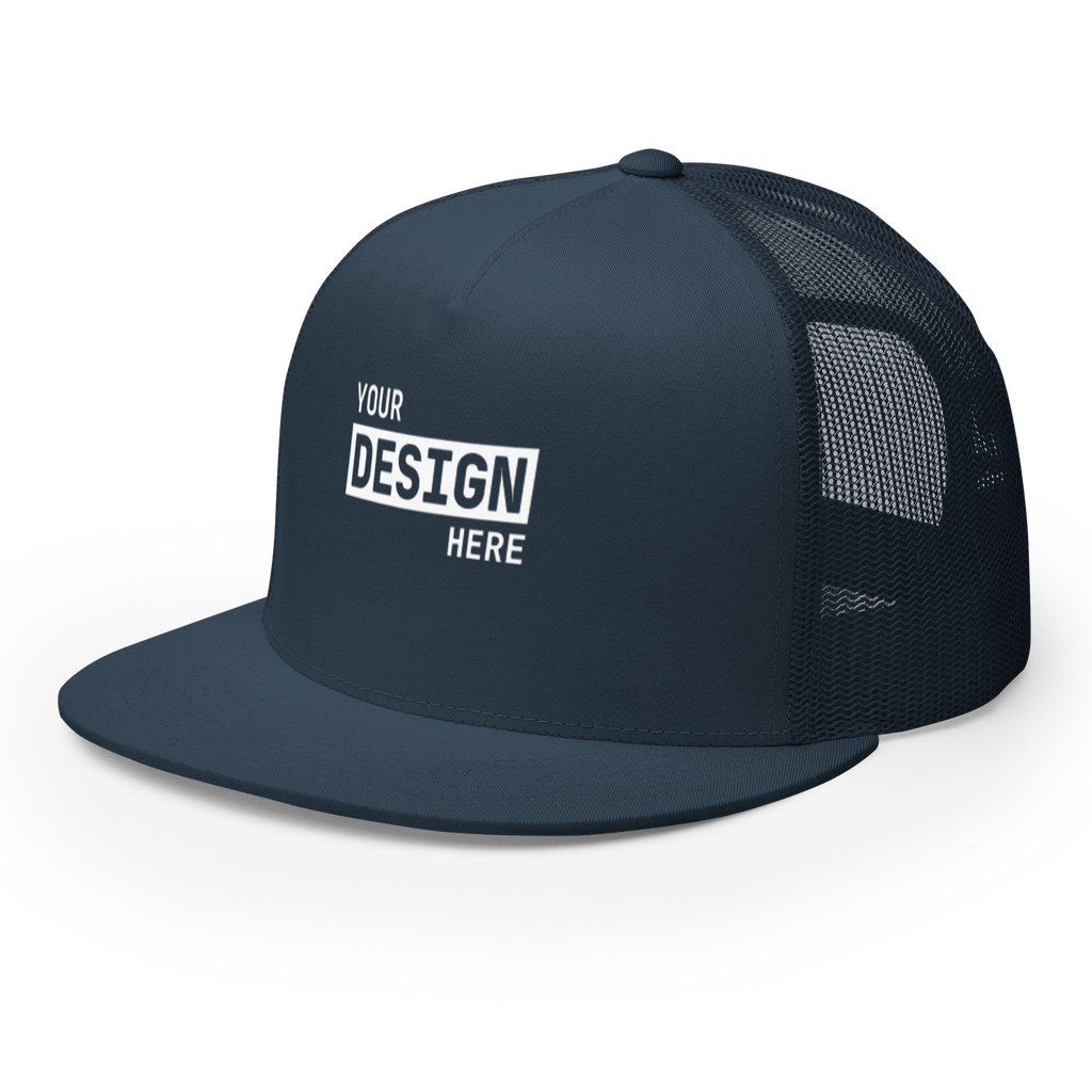 CUSTOM FLAT BILL TRUCKER HAT - UPLOAD YOUR DESIGN
