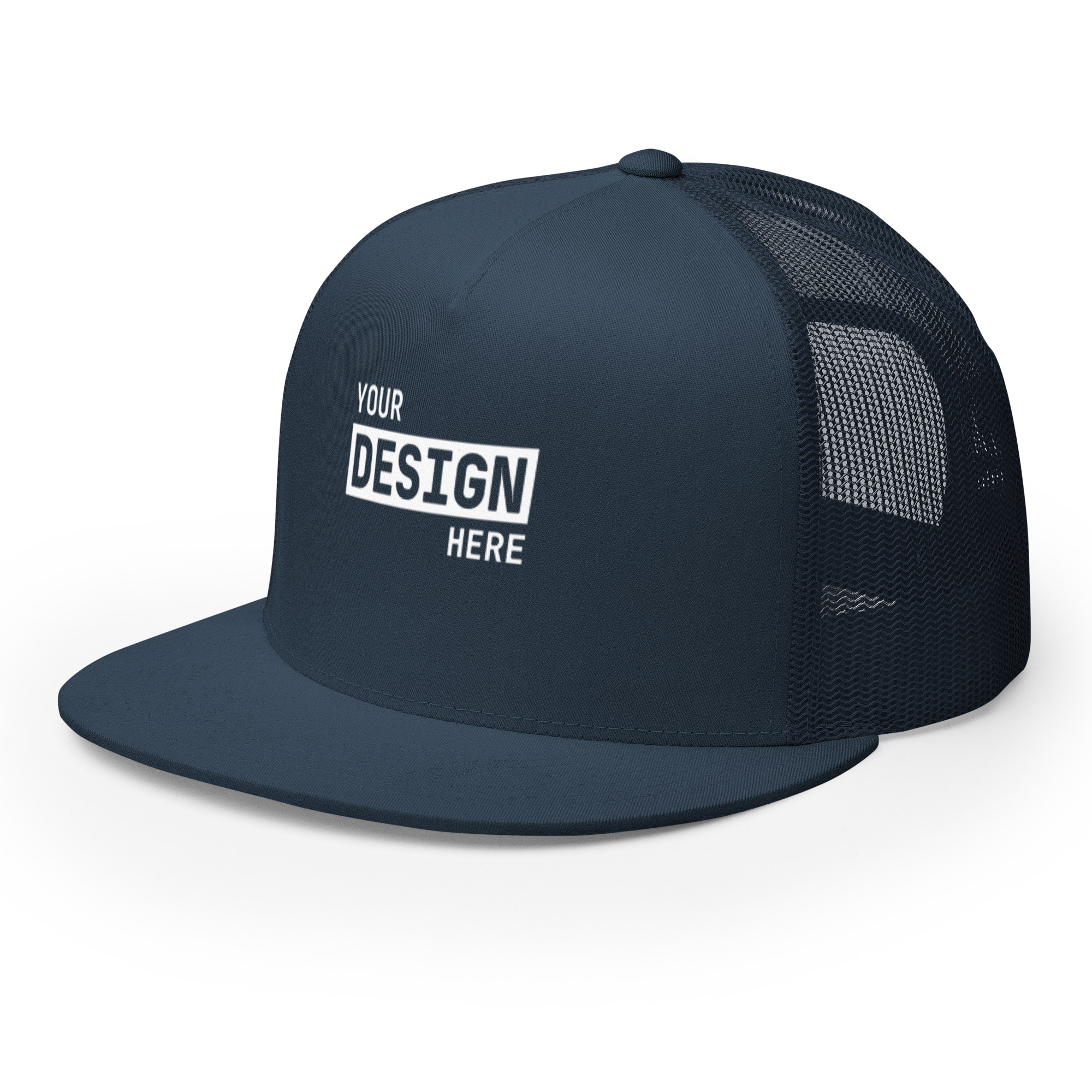 CUSTOM FLAT BILL TRUCKER HAT - UPLOAD YOUR DESIGN