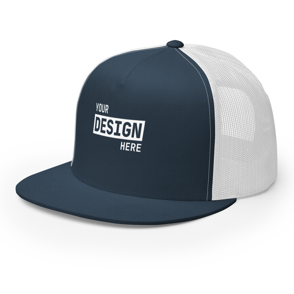 CUSTOM FLAT BILL TRUCKER HAT - UPLOAD YOUR DESIGN