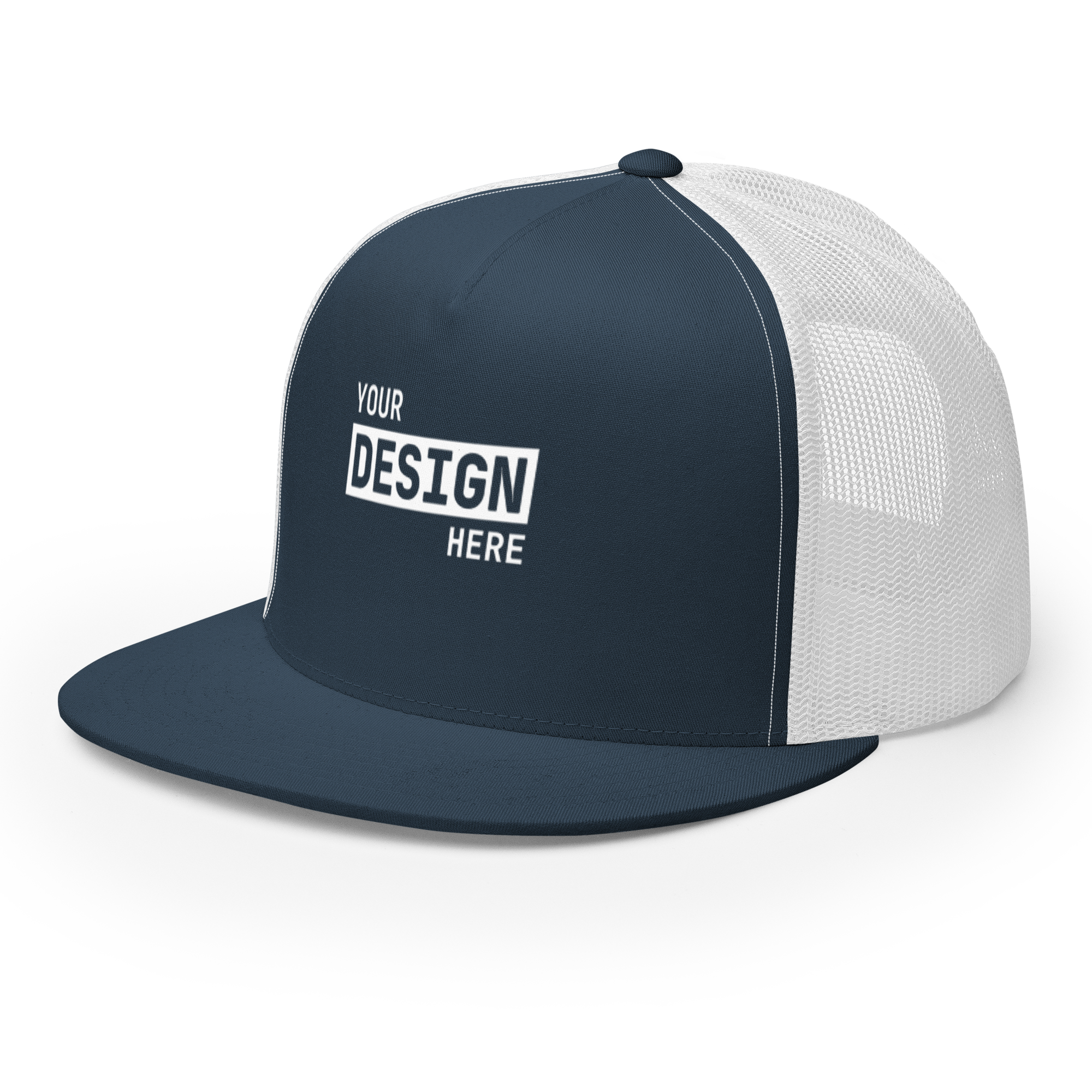 CUSTOM FLAT BILL TRUCKER HAT - UPLOAD YOUR DESIGN