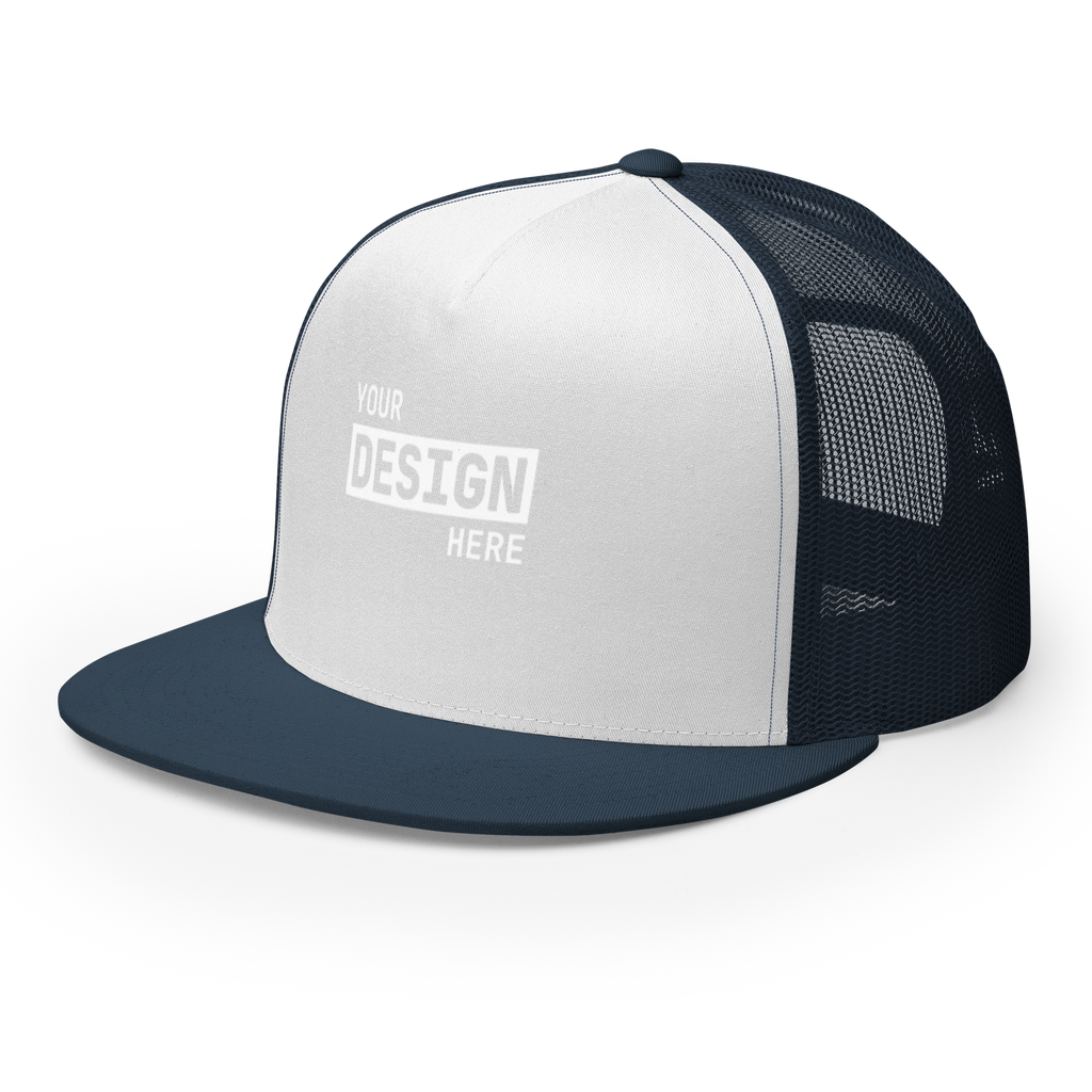 CUSTOM FLAT BILL TRUCKER HAT - UPLOAD YOUR DESIGN