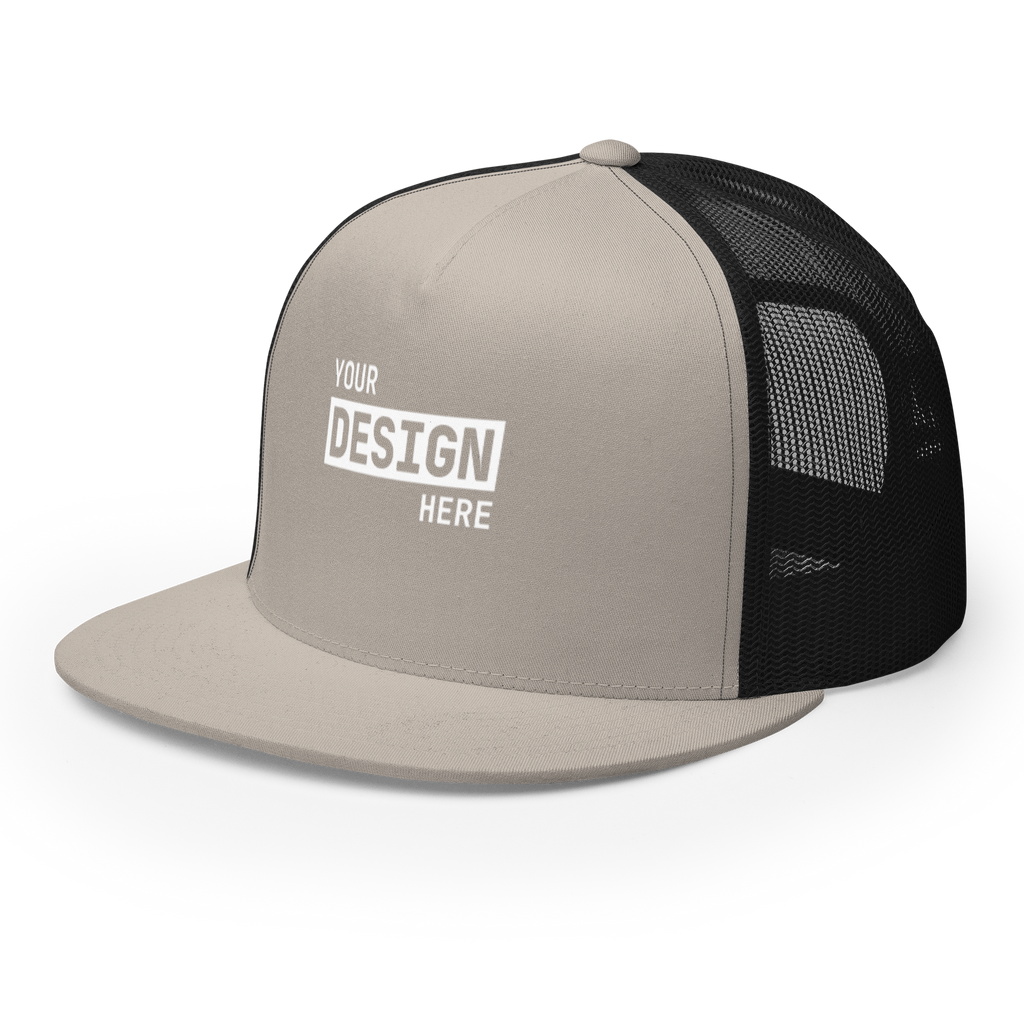 CUSTOM FLAT BILL TRUCKER HAT - UPLOAD YOUR DESIGN