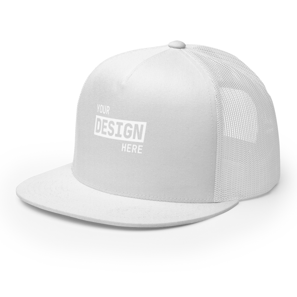 CUSTOM FLAT BILL TRUCKER HAT - UPLOAD YOUR DESIGN
